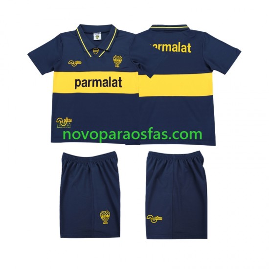 Camisolas CA Boca Juniors 1993 1995 Retro Criança Casa Manga Curta
