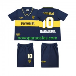 Camisolas CA Boca Juniors MARADONA 10 1993 1995 Retro Criança Casa Manga Curta
