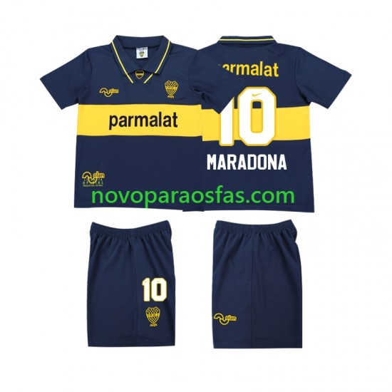 Camisolas CA Boca Juniors MARADONA 10 1993 1995 Retro Criança Casa Manga Curta