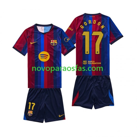 Camisolas FC Barcelona Anthony Gordon 17 Criança Casa 2026-2027 Manga Curta