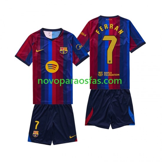Camisolas FC Barcelona Ferran Torres 7 Criança Casa 2026-2027 Manga Curta