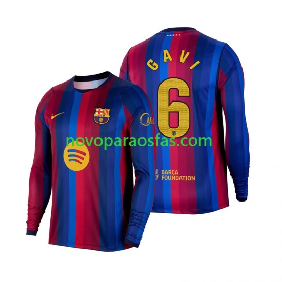 Camisolas FC Barcelona Gavi 6 Homem Casa 2026-2027 Manga Comprida
