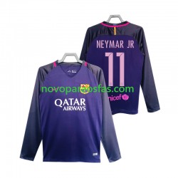 Camisolas FC Barcelona Neymar JR 11 2016 2017 Retro Homem Visitante Manga Comprida