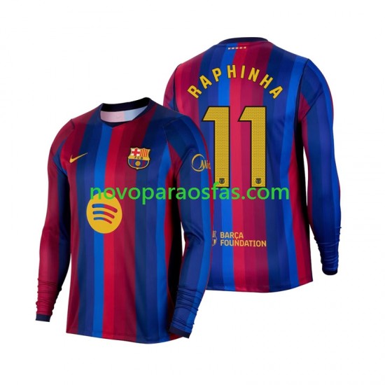 Camisolas FC Barcelona Raphinha 11 Homem Casa 2026-2027 Manga Comprida