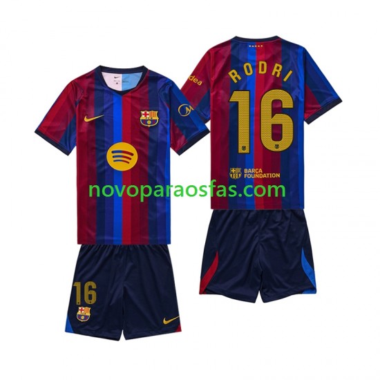 Camisolas FC Barcelona Rodri 16 Criança Casa 2026-2027 Manga Curta