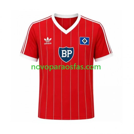 Camisolas Hamburger SV 1984 Retro Homem Visitante Manga Curta
