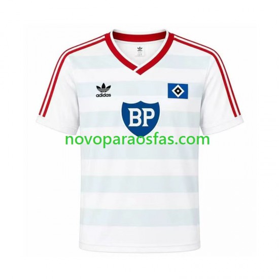 Camisolas Hamburger SV 1986 Retro Homem Visitante Manga Curta
