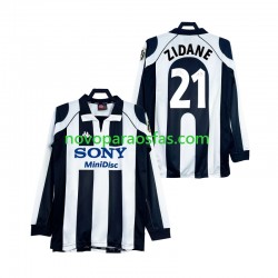 Camisolas Juventus ZIDANE 21 1997 Retro Homem Casa 1998 Manga Comprida