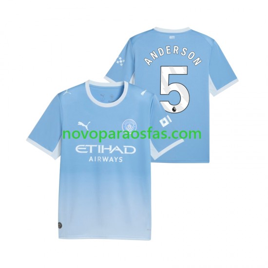 Camisolas Manchester City Elliot Anderson 5 Homem Casa 2026-2027 Manga Curta