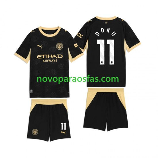 Camisolas Manchester City Jeremy Doku 11 Criança Visitante 2026-2027 Manga Curta