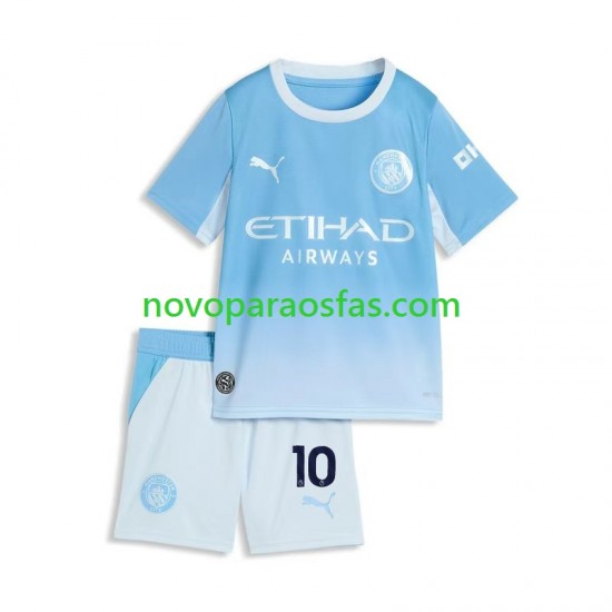 Camisolas Manchester City Rayan Cherki 10 Criança Casa 2026-2027 Manga Curta