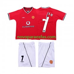 Camisolas Manchester United BECKHAM 7 2000 Retro Criança Casa 2002 Manga Curta