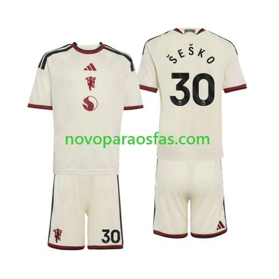 Camisolas Manchester United Benjamin Sesko 30 Criança Alternativo 2026-2027 Manga Curta