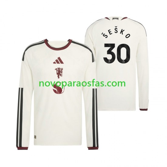 Camisolas Manchester United Benjamin Sesko 30 Homem Alternativo 2026-2027 Manga Comprida