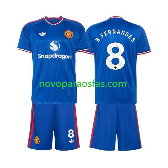 Camisolas Manchester United Bruno Fernandes 8 Criança Visitante 2026-2027 Manga Curta