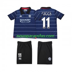 Camisolas Manchester United GIGGS 11 2000 Retro Criança Visitante 1999 Manga Curta
