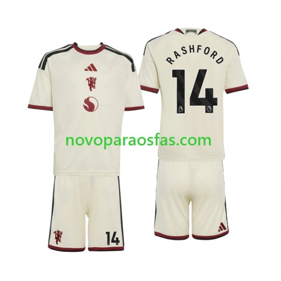 Camisolas Manchester United Marcus Rashford 14 Criança Alternativo 2026-2027 Manga Curta
