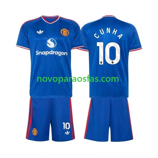 Camisolas Manchester United Matheus Cunha 10 Criança Visitante 2026-2027 Manga Curta
