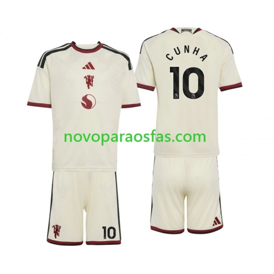 Camisolas Manchester United Matheus Cunha 10 Criança Alternativo 2026-2027 Manga Curta