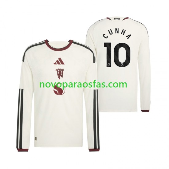 Camisolas Manchester United Matheus Cunha 10 Homem Alternativo 2026-2027 Manga Comprida
