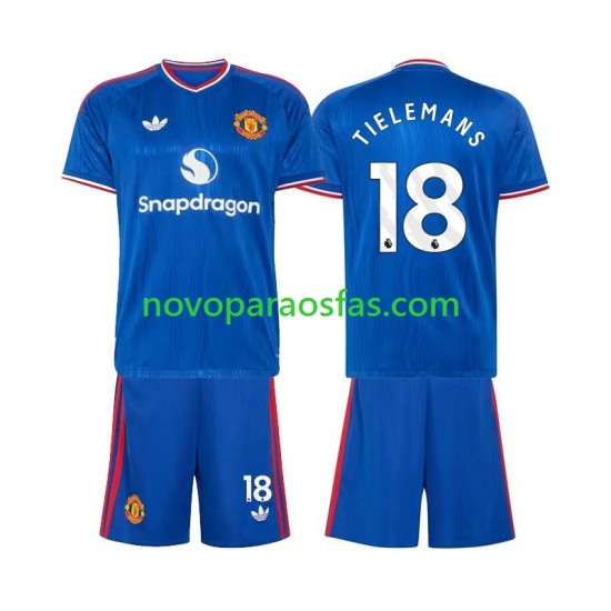Camisolas Manchester United Youri Tielemans 18 Criança Visitante 2026-2027 Manga Curta
