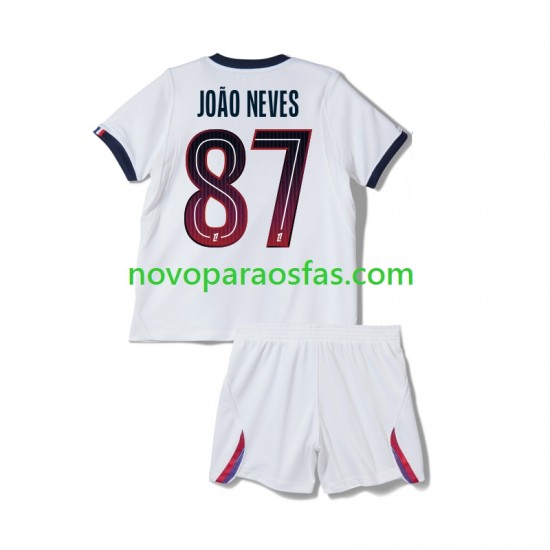 Camisolas Paris Saint-Germain Joao Neves 87 Criança Visitante 2026-2027 Manga Curta
