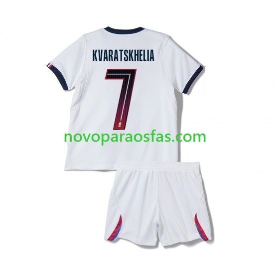Camisolas Paris Saint-Germain Khvicha Kvaratskhelia 7 Criança Visitante 2026-2027 Manga Curta