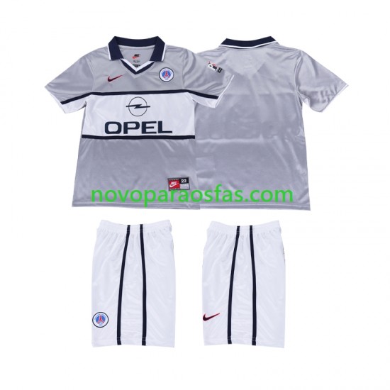 Camisolas Paris Saint-Germain 2000 2001 Retro Criança Visitante Manga Curta