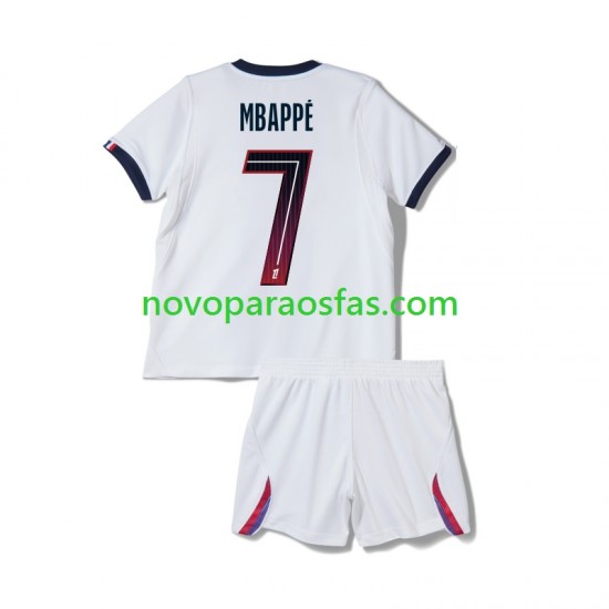 Camisolas Paris Saint-Germain Mbappé Kylian 7 Criança Visitante 2026-2027 Manga Curta