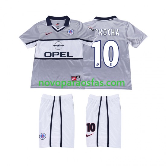 Camisolas Paris Saint-Germain OKOCHA 10 2000 2001 Retro Criança Visitante Manga Curta