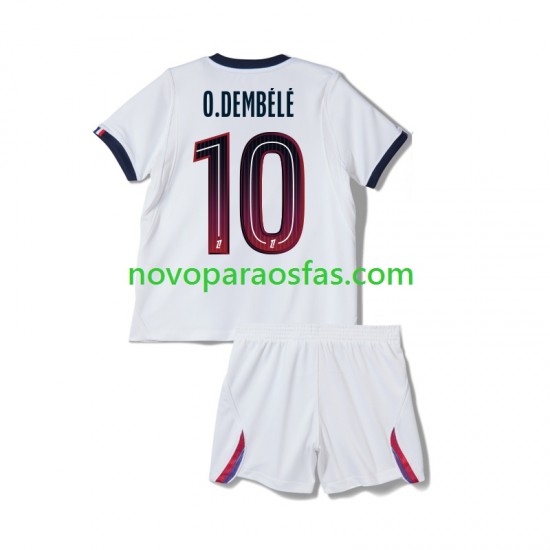 Camisolas Paris Saint-Germain Ousmane Dembele 10 Criança Visitante 2026-2027 Manga Curta