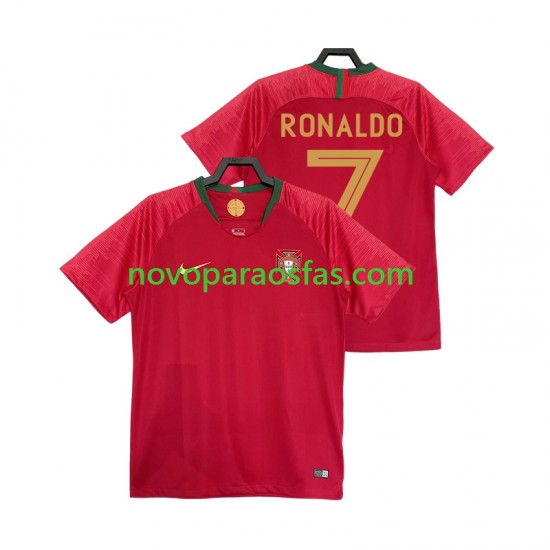 Camisolas Portugal Cristiano Ronaldo 7 2018 Retro Homem Casa Manga Curta