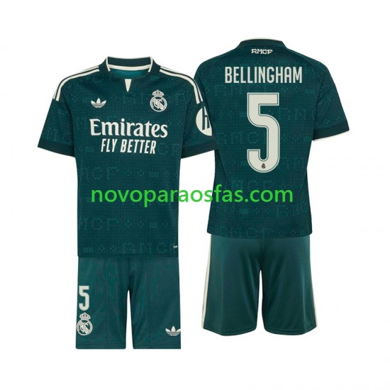 Camisolas Real Madrid Jude Bellingham 5 Criança Visitante 2026-2027 Manga Curta