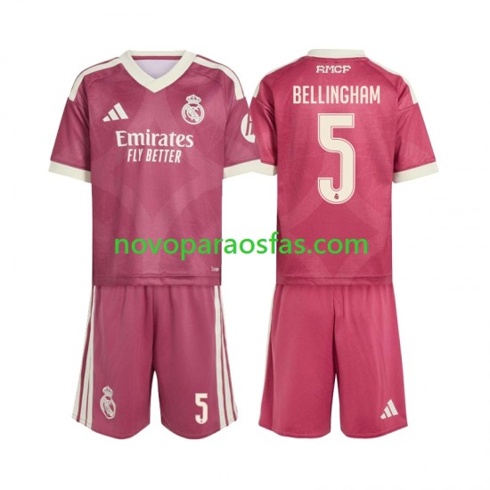Camisolas Real Madrid Jude Bellingham 5 Criança Alternativo 2026-2027 Manga Curta