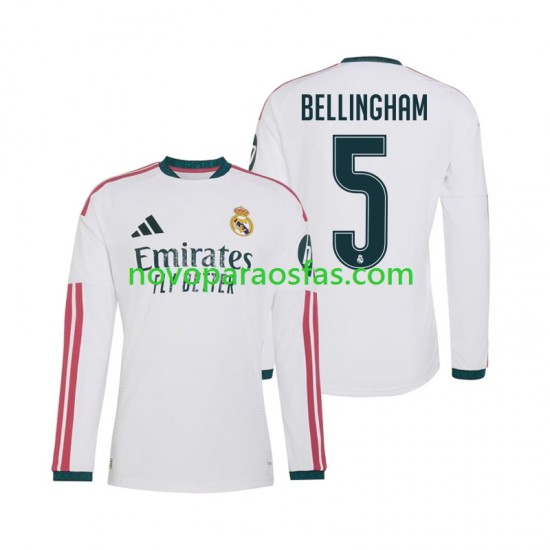 Camisolas Real Madrid Jude Bellingham 5 Homem Casa 2026-2027 Manga Comprida