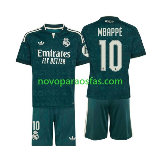 Camisolas Real Madrid Mbappé Kylian 10 Criança Visitante 2026-2027 Manga Curta
