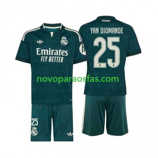 Camisolas Real Madrid Yan Diomande 25 Criança Visitante 2026-2027 Manga Curta