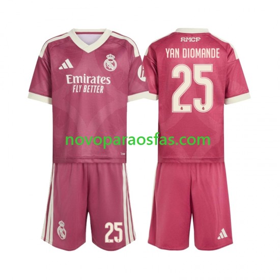 Camisolas Real Madrid Yan Diomande 25 Criança Alternativo 2026-2027 Manga Curta