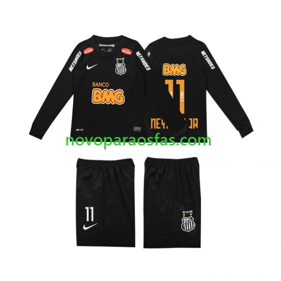 Camisolas Santos NEYMAR JR 11 Classic 2012 2013 Retro Criança Visitante Manga Comprida