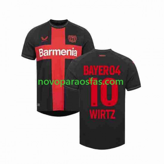 Camisolas Bayer 04 Leverkusen Florian Wirtz 10 Homem Casa 2023-2024 Manga Curta