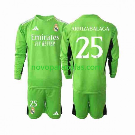 Camisolas Real Madrid Kepa Arrizabalaga 25 Guarda-redes Criança Casa 2023-2024 Manga Comprida