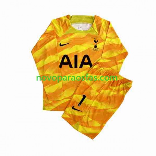 Camisolas Tottenham Hotspur Hugo Orangecolor Guarda-redes Criança Visitante 2023-2024 Manga Comprida