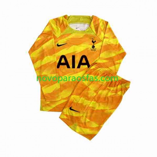 Camisolas Tottenham Hotspur Orangecolor Guarda-redes Criança Visitante 2023-2024 Manga Comprida