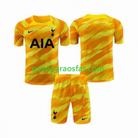 Camisolas Tottenham Hotspur Orangecolor Guarda-redes Criança Visitante 2023-2024 Manga Curta