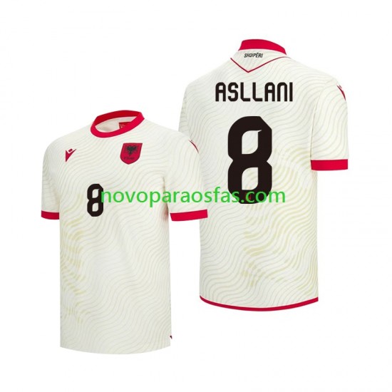 Camisolas Albânia Kristjan Asllani 8 Homem Visitante Copa do Mundo 2026 Manga Curta