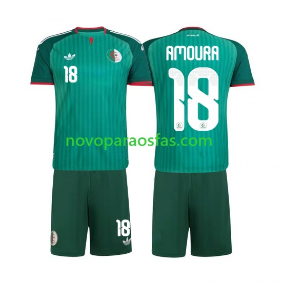 Camisolas Argélia Mohamed Amoura 18 Criança Visitante 2026 Manga Curta