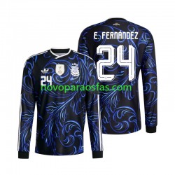 Camisolas Argentina Enzo Fernandez 24 Homem Visitante Copa do Mundo 2026 Manga Comprida