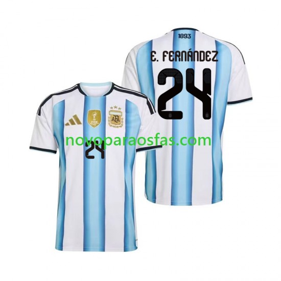 Camisolas Argentina Enzo Fernandez 24 Homem Casa Copa do Mundo 2026 Manga Curta
