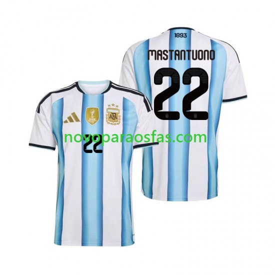 Camisolas Argentina Franco Mastantuono 22 Homem Casa Copa do Mundo 2026 Manga Curta