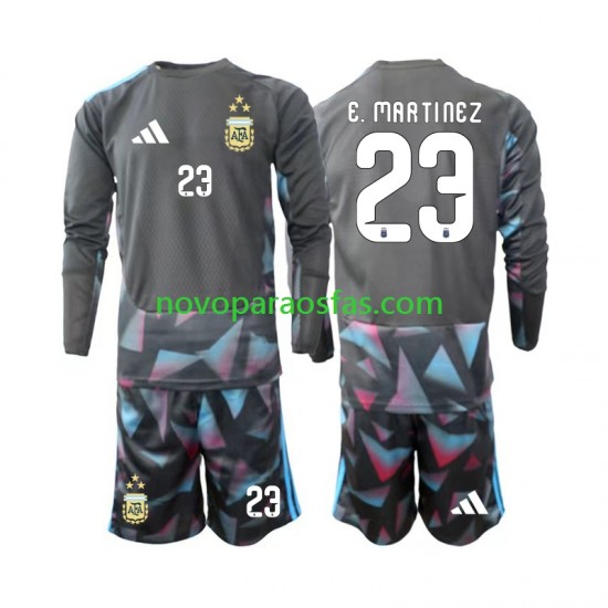 Camisolas Argentina Emiliano Martinez 23 Guarda-redes Criança Casa Copa do Mundo 2026 Manga Comprida
